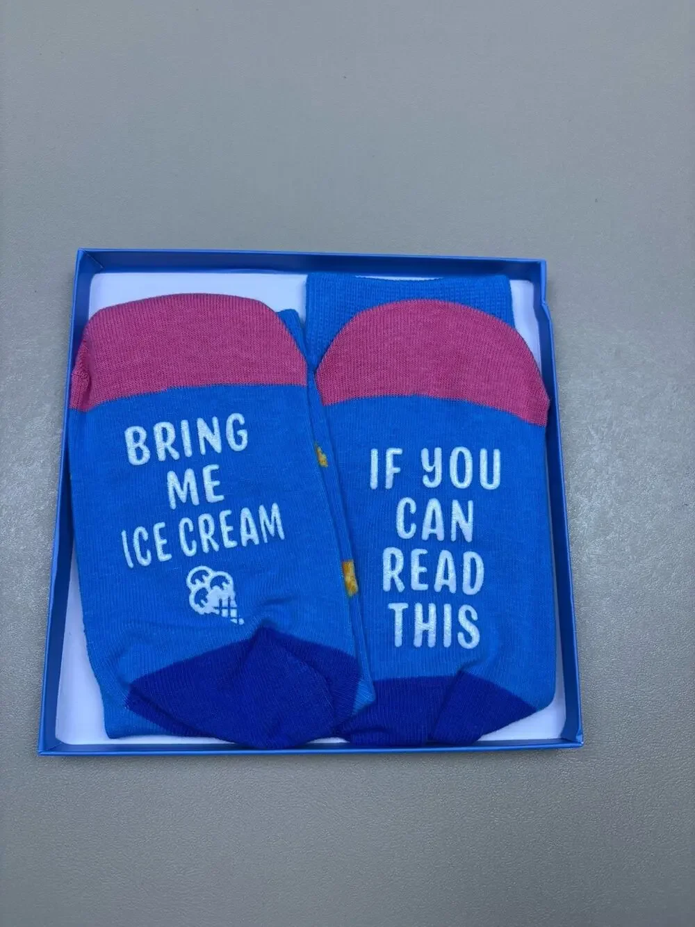 Happypop Funny Ice Cream Socks Gift Series Blue Pink Novelty Crew Socks NIB